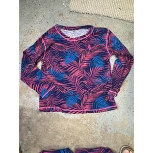 Penguin‎ Sleepwear Set Long Sleeve Top & Pants Palm Leaf Print Loungewear